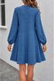 Women's Long Sleeve Hakim V-Neck Kiloş Short Sofia Dress - 3