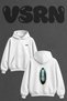 Feather Forest Deer Design Back Printed Oversize White Hooded Sweatshirt