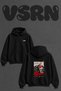 Japanese Samurai_1 Design Back Printed Oversize Black Hooded Sweatshirt