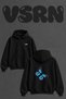 Blue Purple Butterfly_2 Design Back Printed Oversize Black Hooded Sweatshirt