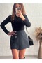 Half Turtleneck Stretchy Fabric Long Sleeve Body-Hugging Stylish Design Black Blouse