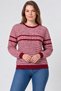 Women's Crow's Feet Patterned Striped Front Knitwear Blouse - 3