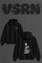 Spartan Savasci Design Back Printed Oversize Black Hooded Sweatshirt