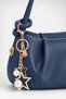 Women's Jasmine Navy Blue Faux Leather Drawstring Knot Handle Mini Hand and Shoulder Bag with Star Accessories