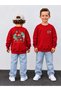 Boy's Crew Neck Sweatshirt Printed 3 Yarn Threaded Winter Comfortable Fit Cotton Sweatshirt