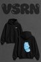 Blue Butterfly Design Back Print Oversize Black Hooded Sweatshirt