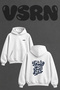 Make Own Luck Design Back Printed Oversize White Hooded Sweatshirt