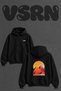 Egyptian Pyramids Design Back Printed Oversize Black Hooded Sweatshirt
