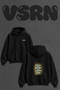 Keep Going Quote Design Back Printed Oversize Black Hooded Sweatshirt