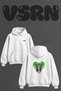سويت شيرت أبيض كبير الحجم بقلنسوة وطباعة خلفية من Koc Neon Design