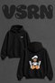 Sef Satir Design Back Printed Oversize Black Hooded Sweatshirt