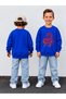 Boy's Crew Neck Sweatshirt Printed 3 Yarn Threaded Winter Comfortable Fit Cotton Sweatshirt