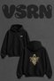 Mummy Monster Design Back Printed Oversize Black Hooded Sweatshirt
