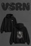 Fallen Angel Sword Design Back Printed Oversize Black Hooded Sweatshirt