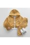 Hooded Zippered 100% Cotton 3 Yarn Fine Printed Boys' Winter Mustard Yellow 2-Piece Track Suit - 2