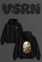 Adventure Backpack Design Printed Oversize Black Hooded Sweatshirt