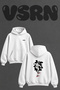 Astronaut Skateboard Design Back Printed Oversize White Hooded Sweatshirt