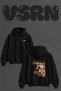 Jazz Instruments Design Back Printed Oversize Black Hooded Sweatshirt