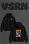 Alarm Saat Yuz Design Back Printed Oversize Black Hooded Sweatshirt