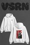 Colosseum Rome Design Back Printed Oversize White Hooded Sweatshirt