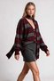 Scarf with Glitter Stripes Oversized Knitwear Cardigan Lyy0155 Anthracite Bordo