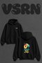 Retro Vinyl Design Back Printed Oversize Black Hooded Sweatshirt