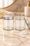 2 Pieces 100 ml Transparent Glass Jars with Silver Metal Lids - Storage for Candles, Creams, and Cotton - 3