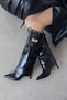 Scorpi Women's Belt Detail Wrinkled Leather Boots Black - 2