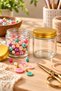2 Pieces 100 ml Transparent Glass Jars with Gold Metal Lids - Storage for Candles, Creams, and Cotton - 6