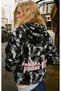 Trend Oversize Special Design Warm Camouflage Patterned Zippered Fleece Hooded Sweatshirt - 2