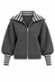 Anthracite - Smoked Cuff Collar Striped Cardigan - 261088 - 2