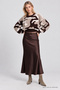 Long Satin Skirt Lgk0008 Aci Brown - 3