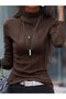 Women's long sleeve ribbed modal turtleneck top - 2