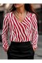 Women's long sleeve v-neck patterned dubai blouse