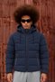 Men's Slim Fit Winter Hooded Navy Blue Coat