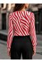 Women's long sleeve v-neck patterned dubai blouse - 3