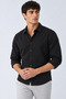 Men's Classic Collar Long Sleeve Buttoned Black Shirt - 2