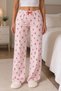 Women's Pink Raspberry Patterned Cotton Pink Ribbon Detail Single Bottom Pajamas - 3