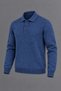 Men's Polo Collar Buttoned Casual Knitwear Blue Sweater - 2