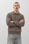 Men's Polo Collar Buttoned Long Sleeve Brown Sweater - 5