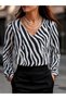 Women's long sleeve v-neck patterned dubai blouse