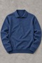 Men's Polo Collar Buttoned Casual Knitwear Blue Sweater - 4