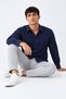 Men's Classic Collar Long Sleeve Buttoned Navy Blue Shirt - 3