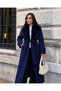 Women's Fur Collar Belted Long Checked Coat - 2