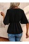 Women's Short Sleeve Double Breasted Collared Waist Tie Aerobin Blouse - 3