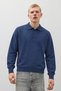 Men's Polo Collar Buttoned Long Sleeve Blue Sweater
