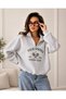 Palm Springs Tennis Club Printed Half Zipper High Collar Women's 3 Yarn Thick Winter Sweatshirt