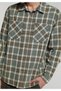 Comfort Fit Shirt Neck Plaid Men's Green Long Sleeve Shirt - 4