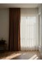 Milky Brown 100% Linen Background Curtain 1. Quality Draped Fabric, Non-Pleated, Extrafoam, Gathered, Ready to Use (1 Piece, Single Wing) - 3