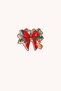 New Year's Red Ribbon and Pine Branch Embroidered Cocktail Napkin 1 Piece - 2